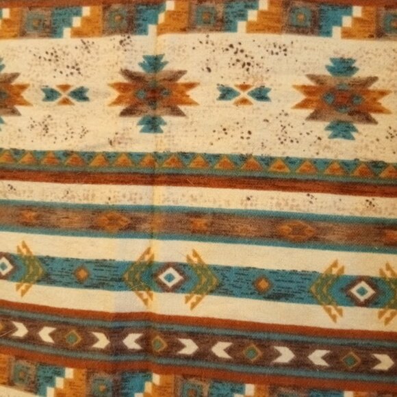 New Mens Flannel Shacket Western Shirt XS Snap up Navajo Thermal Browns Teal Tan - Picture 11 of 11